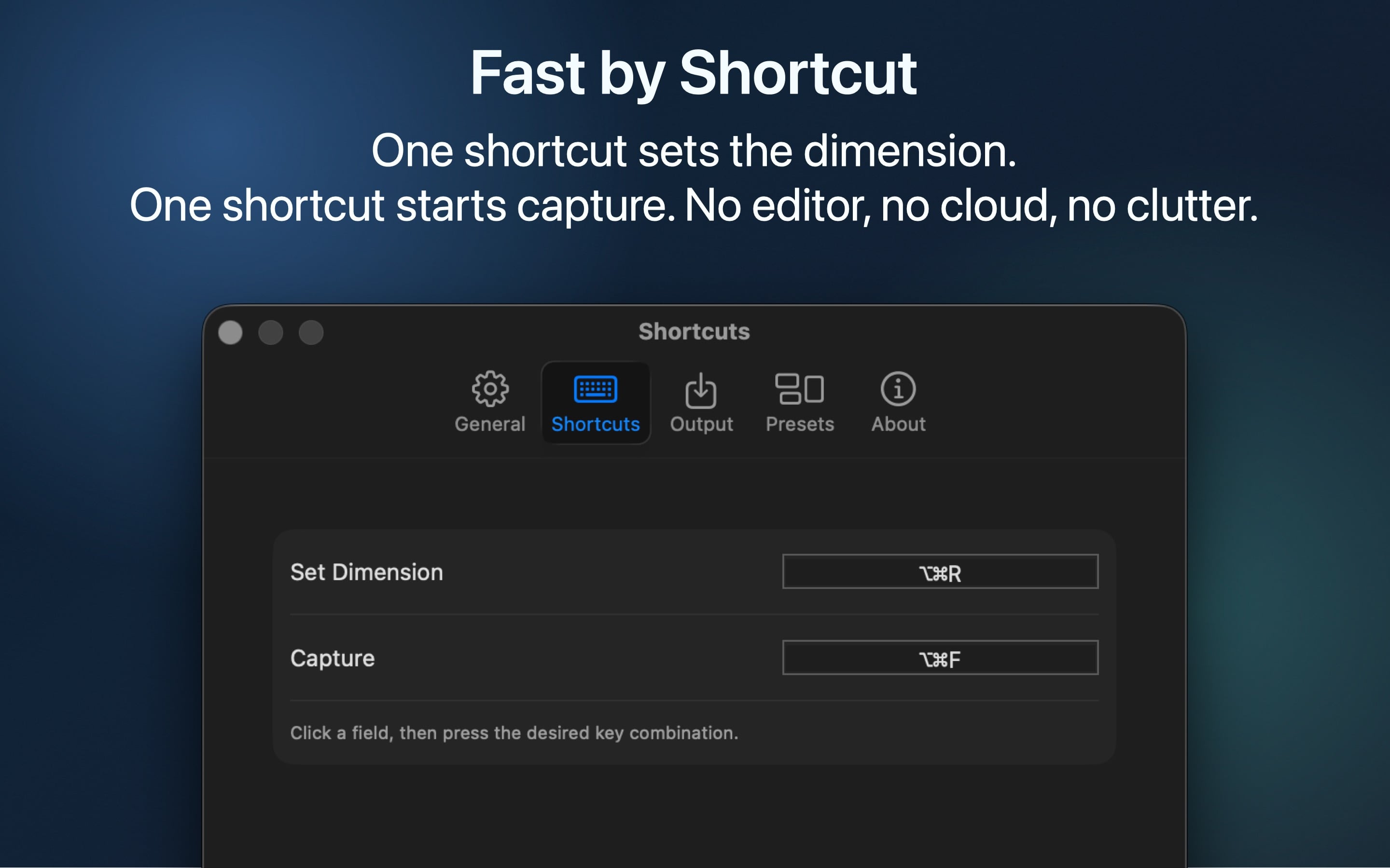 Framéd settings for managing capture presets